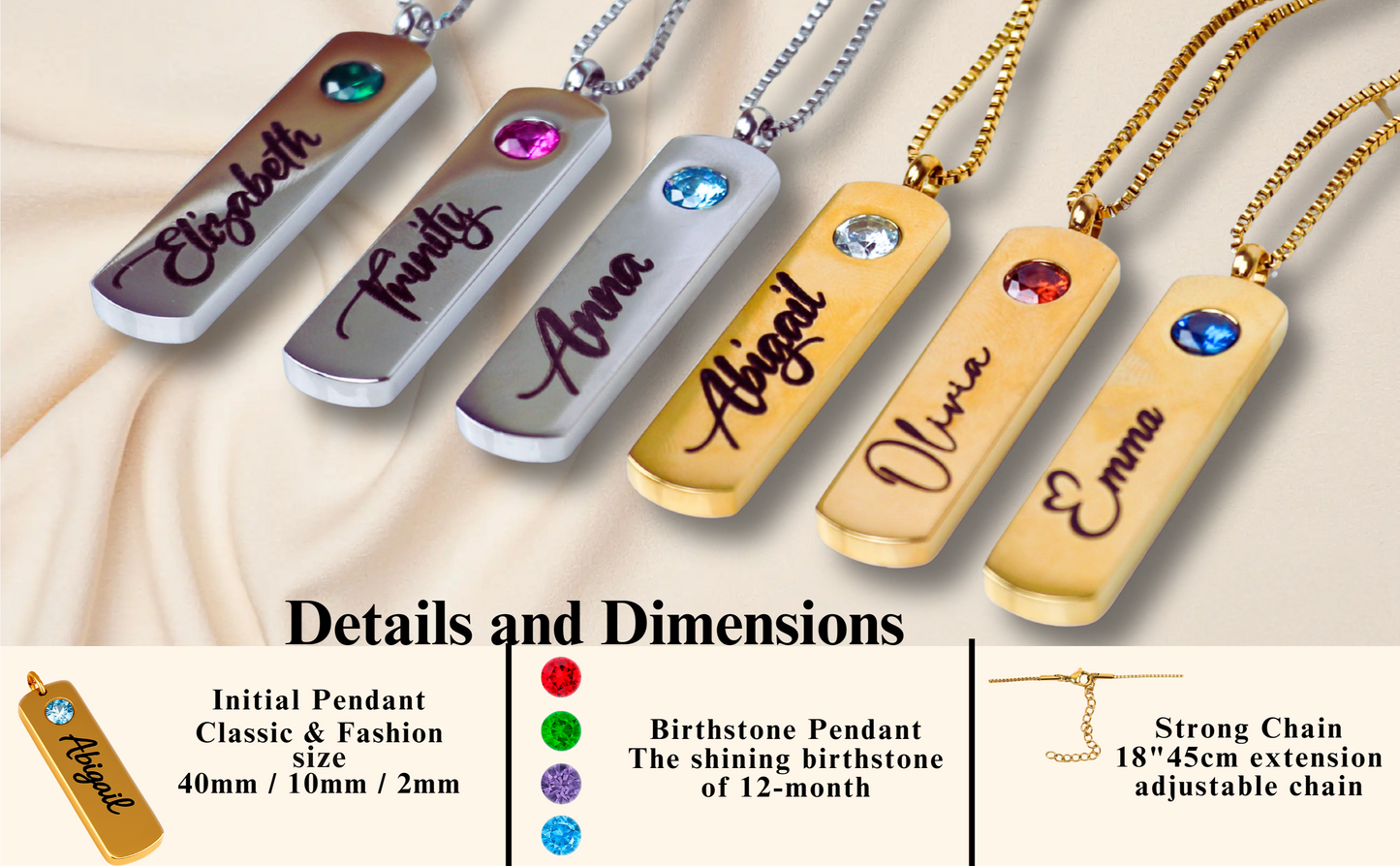 Personalized Name & Birthstone Necklace