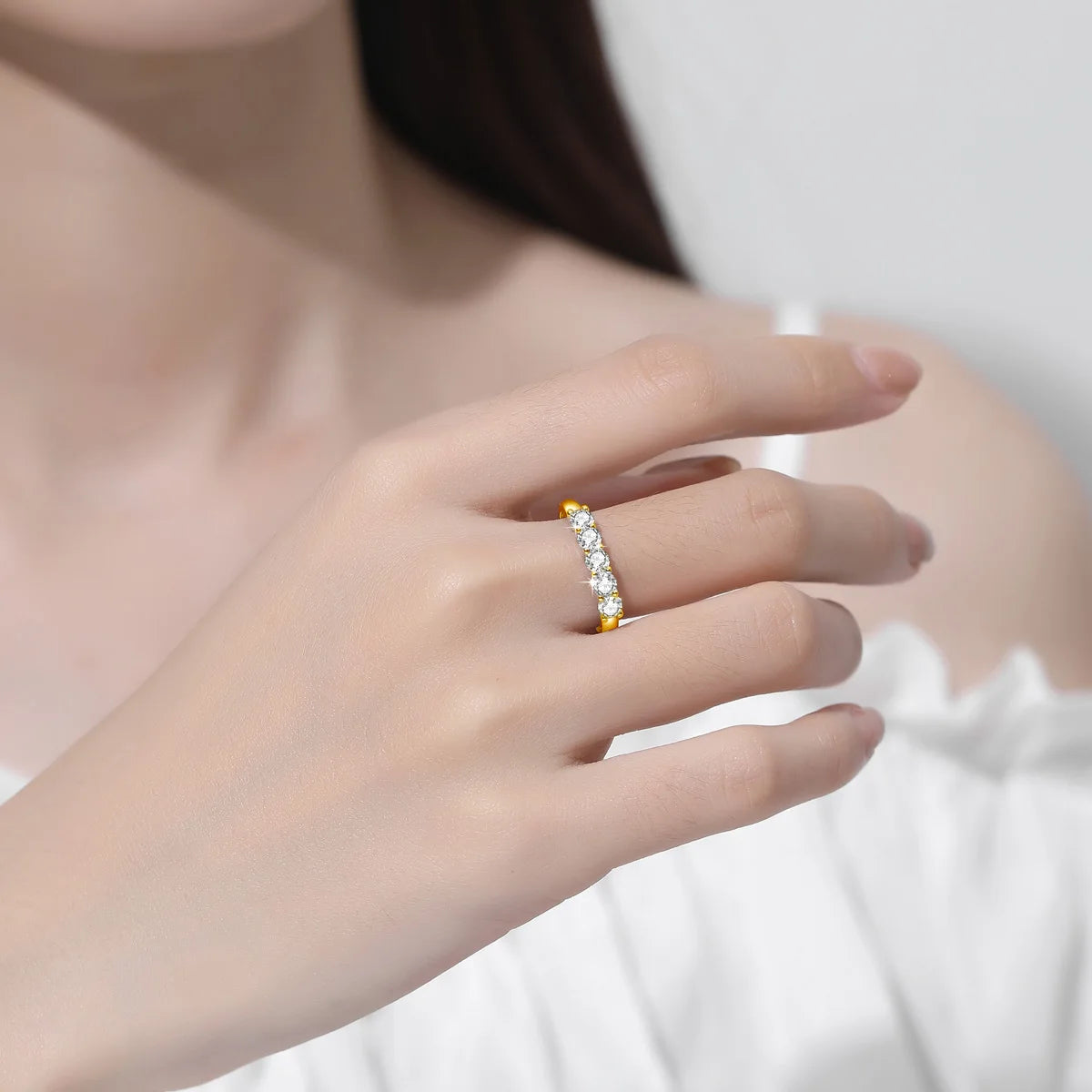 Certified Moissanite 5-Stone Ring