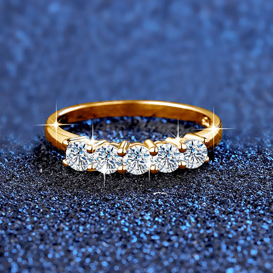 Certified Moissanite 5-Stone Ring