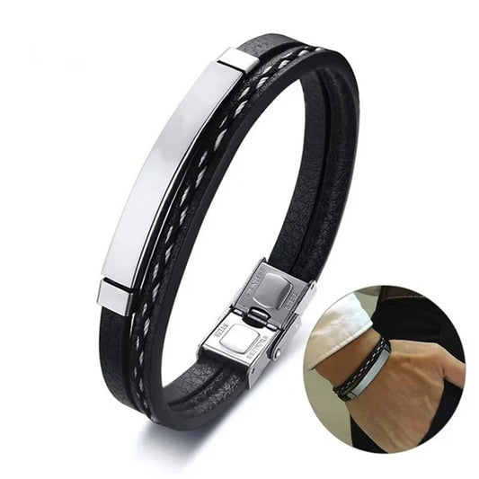 2025 Trendy Men's Leather Weave Bracelet