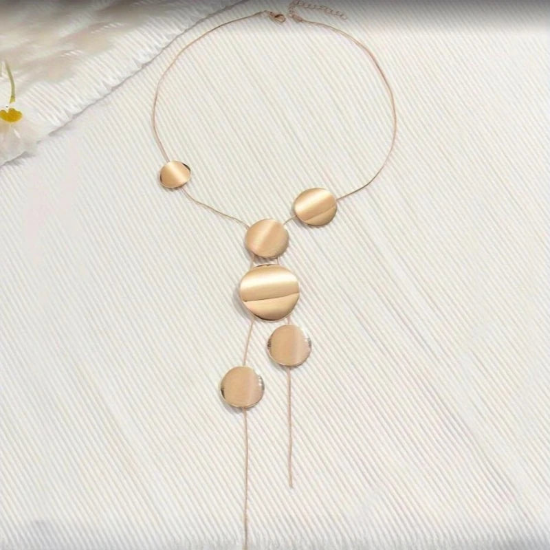 Elegant Round Pendant Long Necklace