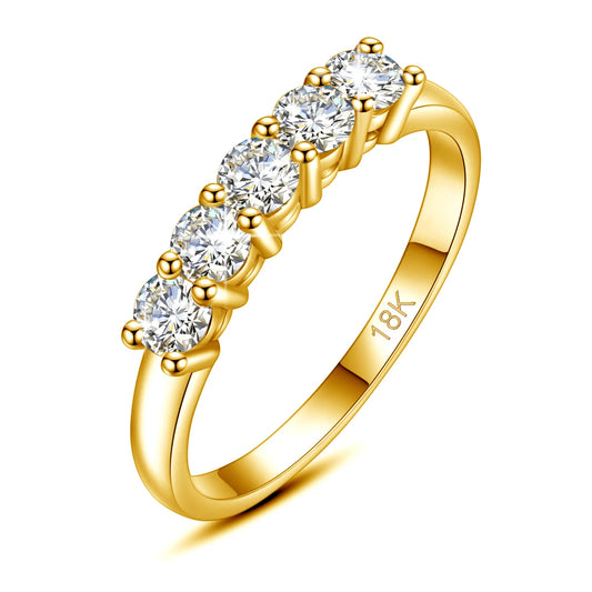 Certified Moissanite 5-Stone Ring