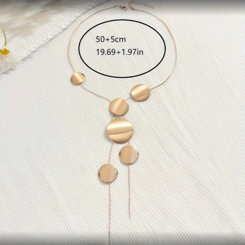 Elegant Round Pendant Long Necklace