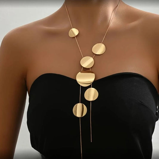 Elegant Round Pendant Long Necklace